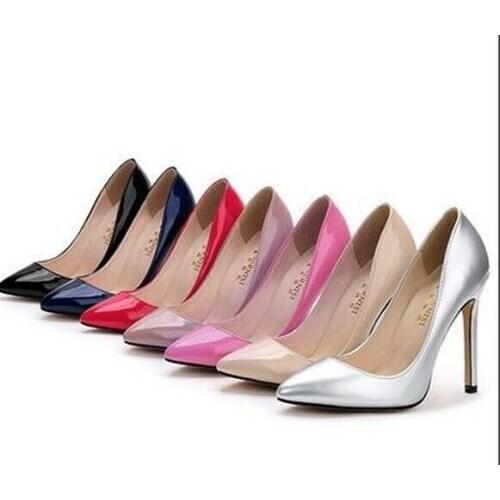 Fashion European American Professional Single Shoes Super High Heels Womens Stiletto Pointed Pure Color New Hot Sale