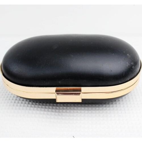 Gold Metal purse frame with black plastic box clutch oval shape women DIY handbags sewing purse frames obag handles wallet frame