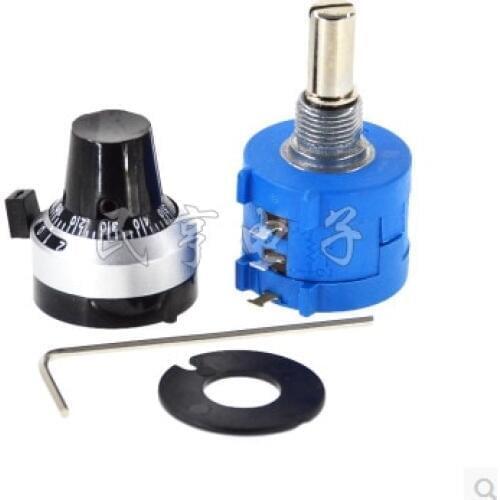 1set 3590S-2-103L 3590S 10K ohm Precision Multiturn Potentiometer 10 Ring Adjustable Resistor + Turns Counting Dial Rotary Knob