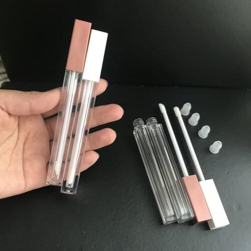 10/25/50pcs 2ml Square White Clear Empty Lip Gloss Container with Stopper Red Nude Cosmetic Lipgloss Wand Tubes Lip Balm Bottle