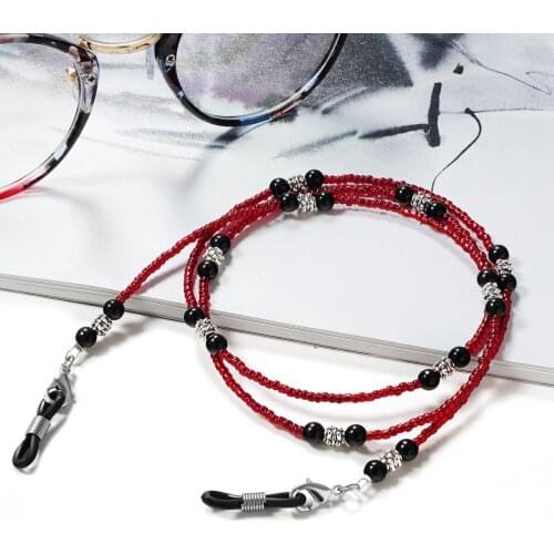 10pcs/lot Retro Beads Eyeglass Chain Sunglasses Mask Neck Cord Holder Plastic Black Bead Mask Eyeglass Lanyard wholesale