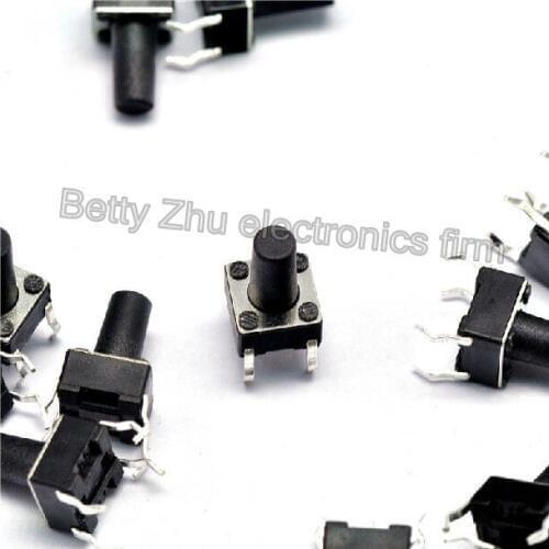 200PCS/LOT 6 * 6 * 10MM 4 feet vertical tact switch micro switch / button switch