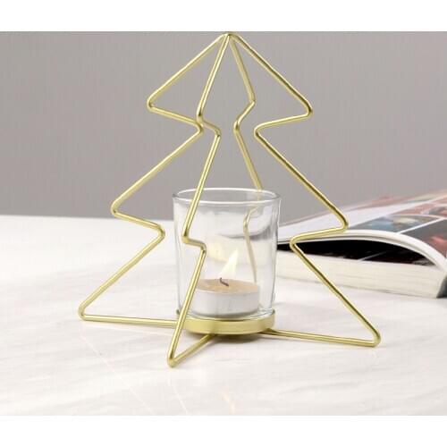 2020 New Tabletop Christmas Tree Shape Metal Candle Holder Decoration Table Candlestick Ornaments for Xmas Festival Party