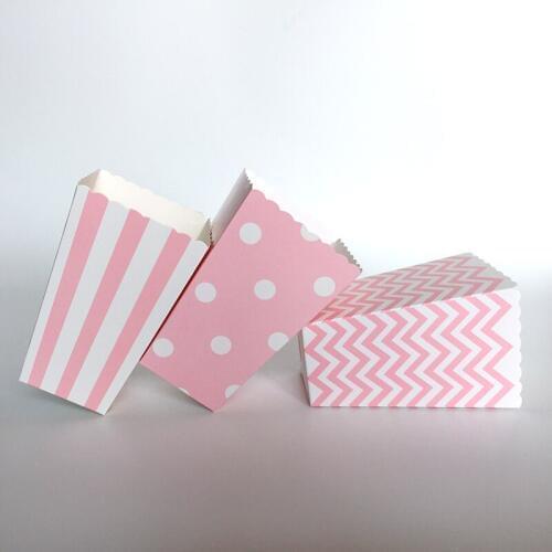 36pcs Popcorn box colorful chevron stripes dot Gold Gift Box Party Favour Wedding Pop corn kid party decoration bags loot