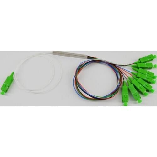 5PCS/ Lot PLC Optical Splitter SC APC 1X8 FTTH Fiber Optic Splitter Optical Coupler Singlemode Simplex Micro Steel Tube Pipe