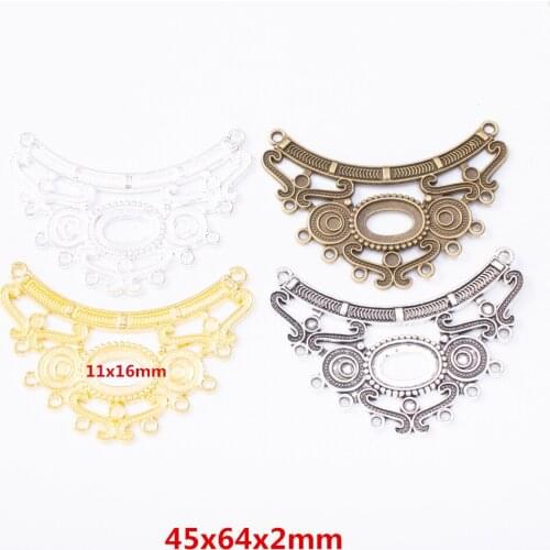 6 pieces of retro metal zinc alloy Bib photo frame connector Pendant for DIY handmade jewelry necklace making 8068