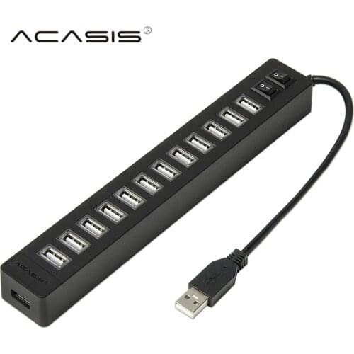 Acasis H018 USB High Speed 2.0 HUB 13 Ports High Quality Professional USB Splitter with Power Adapter +Switch Button