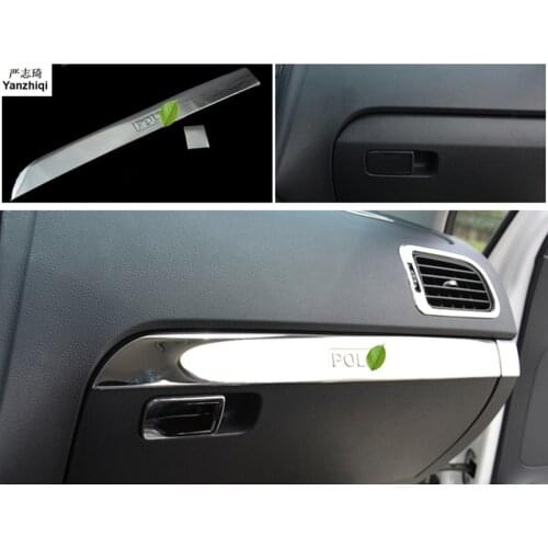 Free shipping Stainless steel storage box glowing glove box ornament car stickers styling for 2011-2017 Volkswagen VW POLO