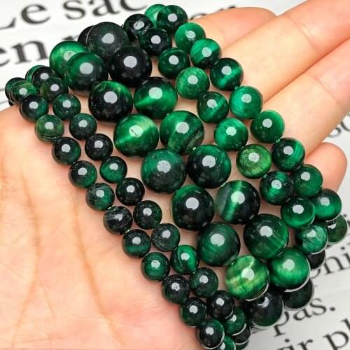 AAA Natural Stone Green Tiger Eye Beads Round Loose Spacer Gem Beads For Jewelry Making DIY Bracelet Accessories 4 6 8 10 12mm