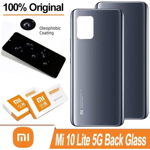 100% Original Back Housing for Xiaomi MI10 MI 10 Lite Back Cover Battery Glass Door Rear Case With Adhesive Sticker Repair Parts