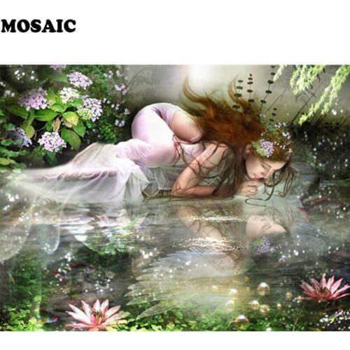 Diy round Diamond Embroidery Mermaid Landscape Diamond Painting angel Full Square New Arrival Diamond Mosaic Home Decor