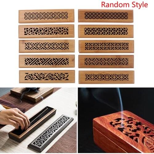 Hot 1Pc Bamboo Wood Incense Stick Holder Burning Joss Incense Box Burner Ash Catcher Meditation/Yogo, Natural Agarwood/Aquilaria