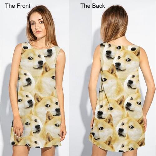 Jumeast Brand Women 3D Printed Dresses Many Cats And Dogs Summer Fashion Sleeveless Dress Suspender Nightdress