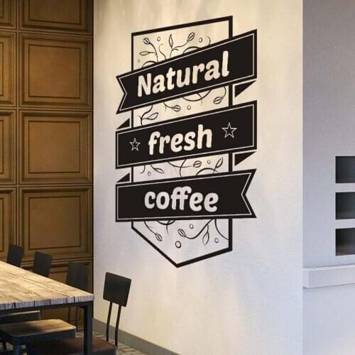 Coffee House Sign Logo Cafe Decor Cup Mug Wall Decal Sticker Vinyl For Window Door Natural Fresh Coffee