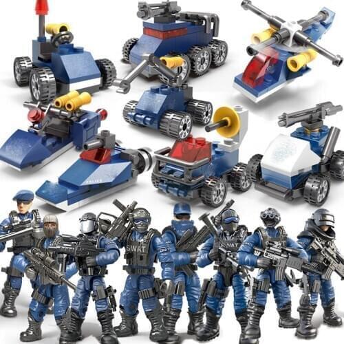Military series army WW2 city police SWAT mini weapon equipment DIY model Building Blocks Bricks Toys Gifts