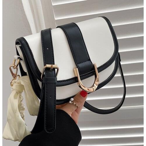 New Color Contrast Shoulder Bags for Women Handbags with Ribbon High Quality Designer Crossbody Bags Female Simple Flap Bag Sac