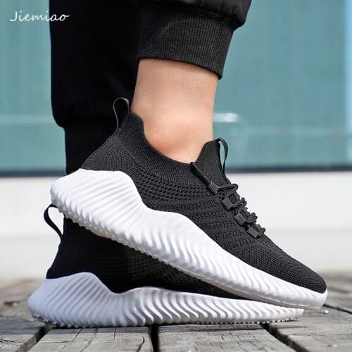JIEMIAO Man Sneakers Comfortable Light Running Shoes Lace-Up Mesh Breathable Men Casual Sport Shoes Zapatos De Hombre Size 39-46