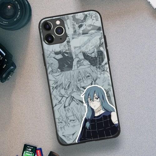 Mahito Jujutsu Kaisen Anime Soft TPU Glass Phone Case for IPhone SE 6s 7 8 Plus X Xr Xs 11 12 Mini Pro Max Samsung