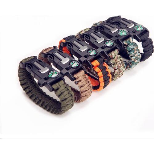 Multi-function Military Emergency Survival Paracord 4mm Bracelet Outdoor Scraper Whistle Buckle Paracord Tools 550 Paracord