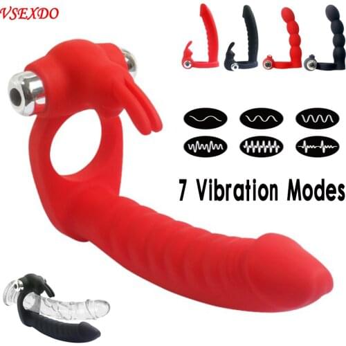 VSEXDO Vibrator Male 7 Frequencies Penis Ring Delay Ejaculation Penis Vibrating Cock Ring Clitoral Erotic Adult Sex Toys for Men