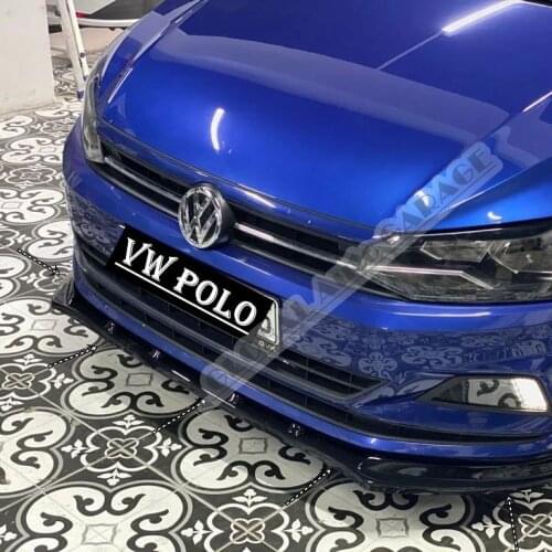 For VOLKSWAGEN POLO Front Bumper Attachment Lip 2009-2020 Piano Glossy Black Splitter Diffuser Universal Spoiler Bumper