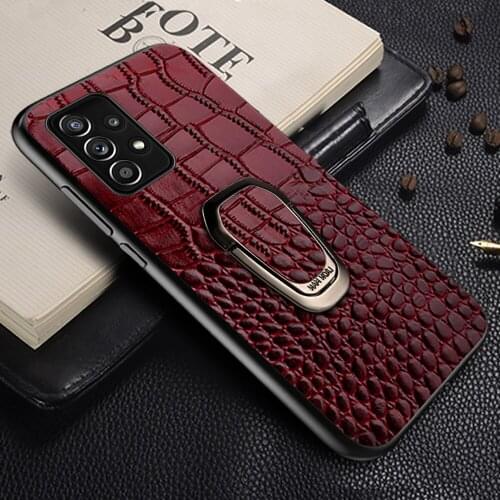 Genuine Leather Bracket Cover Case For Samsung Galaxy A52 5G A72 A51 A71 A50 M31 M51 S8 S9 S10 S20 S21 Plus S21 Ultra Note 20 10