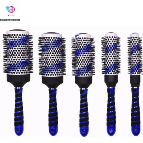 2016 new Blue 5 Sizes Set Hair Care Styling Ceramic Round Brush Hair Comb Hairdressing Salon Barber Styling Brush
