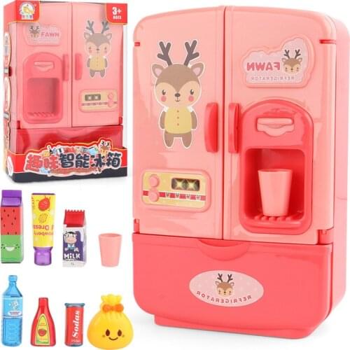 2021 New Childrens Play House Games Toys Children Simulation Refrigerator Kitchen Toys Double Door Mini Home Appliances Toys