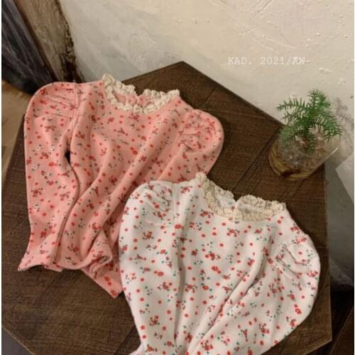 2021 New Girls Floral T-Shirt Fashion Cotton Autumn Full sleeve Kids Top 2-8t MY577