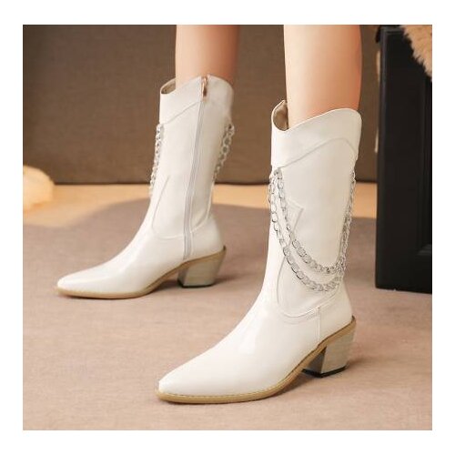 Autumn And Winter The New pu Mid boot Comfortable woman Womens boots Heel height 6.5cm Large size 33-46 winter boots women