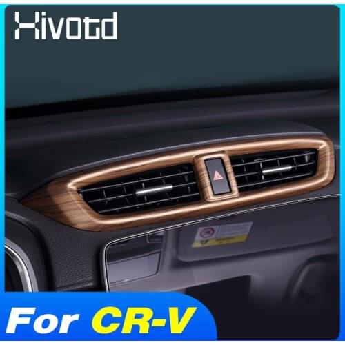 Hivotd Front Center Console Air Outlet Cover Vent Grille Panel Decoration Interior Car Accessories For Honda CR-V CRV 2017-2021