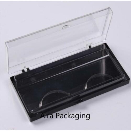50pcs/lot Plastic Square Empty Fake Eyelashes Storage Box Black n Clear False Eyelashes Packing Case High Class Eye Beauty Tool