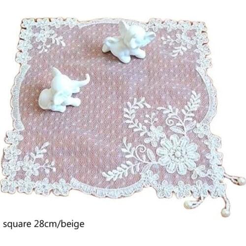 Luxury lace beads embroidery Placemat coffee Table place Mat cloth Doily Cup drink tea Coaster mug Christmas dining Pad kitchen