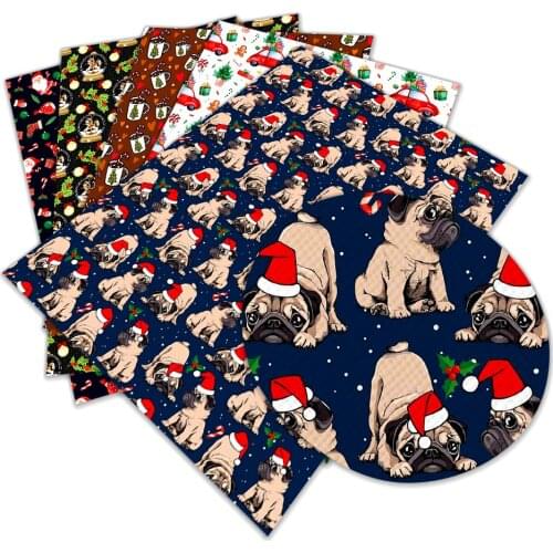Christmas Santa Claus Christmas Hat Pattern Artificial Leather Cross Pattern DIY Sewing Material 22x30cm