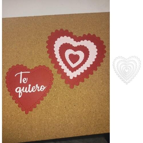 New 5Pcs Stitched Hearts Dies Cut Scrapbooking Stencil Template for DIY Embossing Paper Photo Album Greeting Gift Cards Cut Die