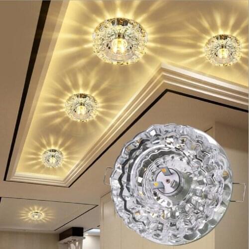 LED Ceiling Lights 3W 5W 10W Modern Crystal Aisle Flush LED Ceiling Lamp for Living Room Surface Mounted Downlight AC 85-265V