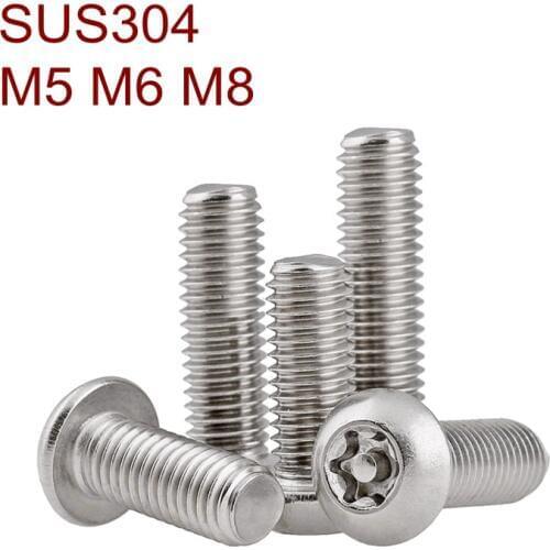 Stainless Steel A2 Round Head Torx Screw with pillar M5 M6 M8 SUS304 Six lobe Security head screws