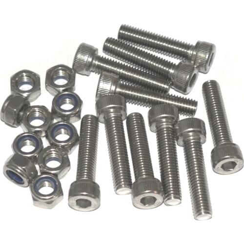 M8x35mm 304 Stainless Steel Hex Bolt Socket Head Cap Screws with Nylon Insert Hex Lock Nuts 10pcs