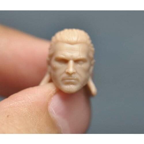 Blank 1/18 Scale Geralt Of Rivia Head Sculpt Unpainted Fit 3.75" Figure