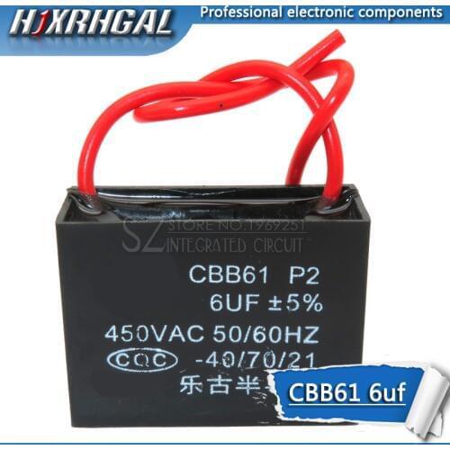 1PCS CBB61 6UF start capacitor hanging Fan soot motor air conditioner 450VAC starting capacitance hjxrhgal