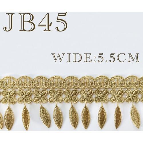 5.5CM WIDE JB45 water-soluble Gold/Black COLOR lace embroidery DIY wedding dress skirt, headgear, garment accessories 1yard=91cm