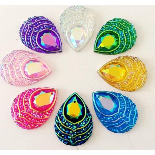 120PCS AB drop resin manual slit hole drilling resin craft wedding decoration 2 -hole resin drill Mixed colors button