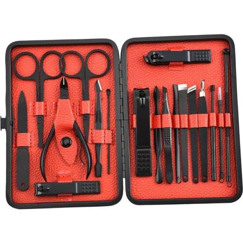 18 Pieces Manicure Stainless Nail Scissors Grooming Tool Kit with Case
