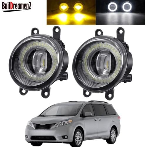 2 X Angel Eye Fog Light Assembly Car LED Lens DRL Fog Daytime Running Lamp H11 12V For Toyoya Sienna 2009 2010 2011 2012 2013
