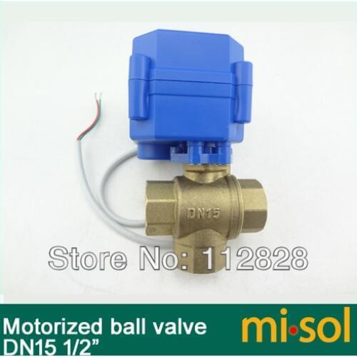 3 way motorized ball valve DN15 (reduce port), electric ball valve( L Port), motorized valve, MV-3-15-12V-L-R01-1