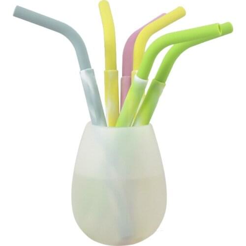 500pcs/lot 220*11.5mm Silicone Drinking straws Portable outdoor drinking straws Bend & straight Dual Part drinking straw