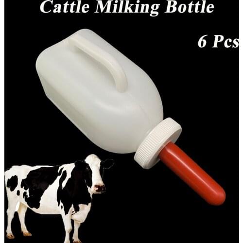 6PCS Ranch Pasture Quality Vertical Calf Milking Nursing Nursery Bottle Feeding Feeder Plastic 1L Cow Cattle Horse Veterinary