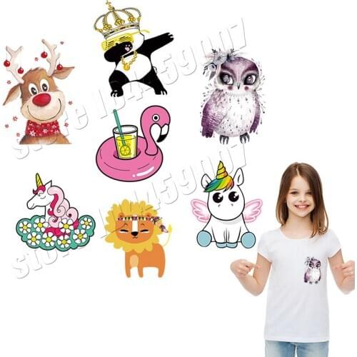 7PCS/LOT Cartoon Stickers For Children DIY Accessory Household Non Toxic Parches For Girls Heat Transfer Washable Quality Patch