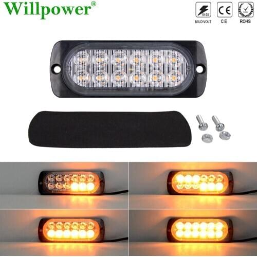 1pcs Car Grille 12LED Emergency Strobe Warning Light Forklift Tow 4X4 Truck Trailer Traffic Breakdown Flash Lamp Side Marker
