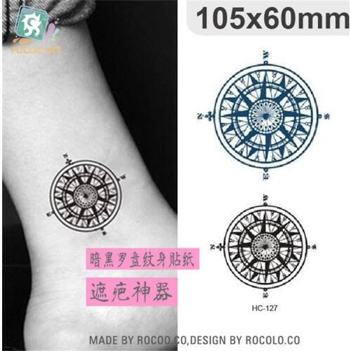 Body Art waterproof temporary tattoos for men women fashion 3d compass design flash tattoo sticker Free Shipping HC-127